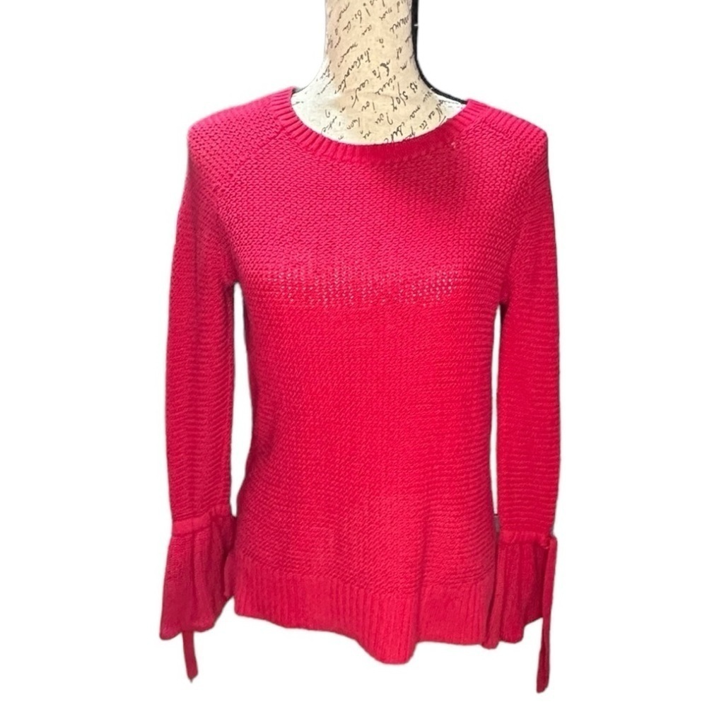 LOFT Dreamy Red Sweater with Bell Sleeves Size Small